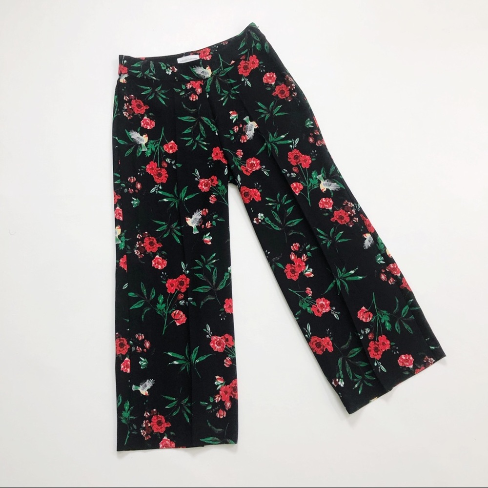 Floral Bird print Wide Leg Pants
